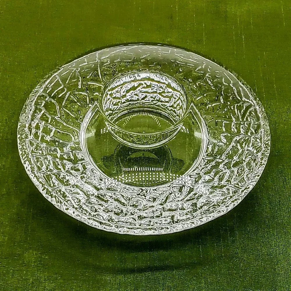 Signed Orrefors Discus Clear Crystal Candle Holder